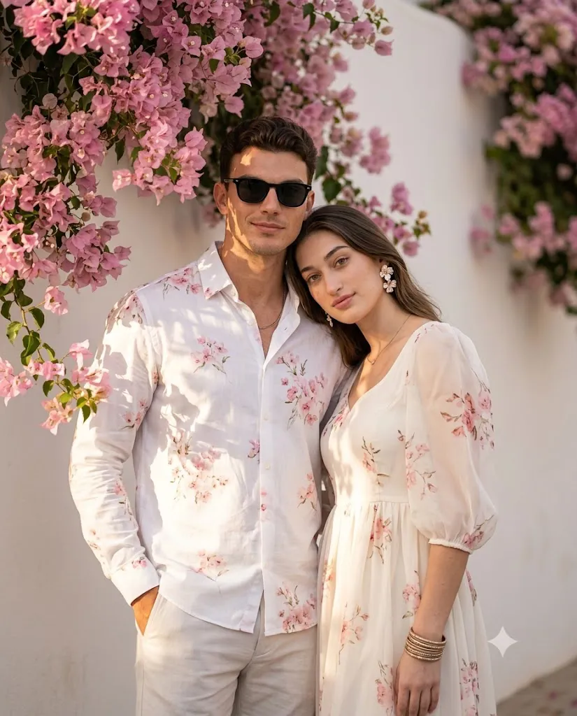 Romantic Bougainvillea Couple Prompt