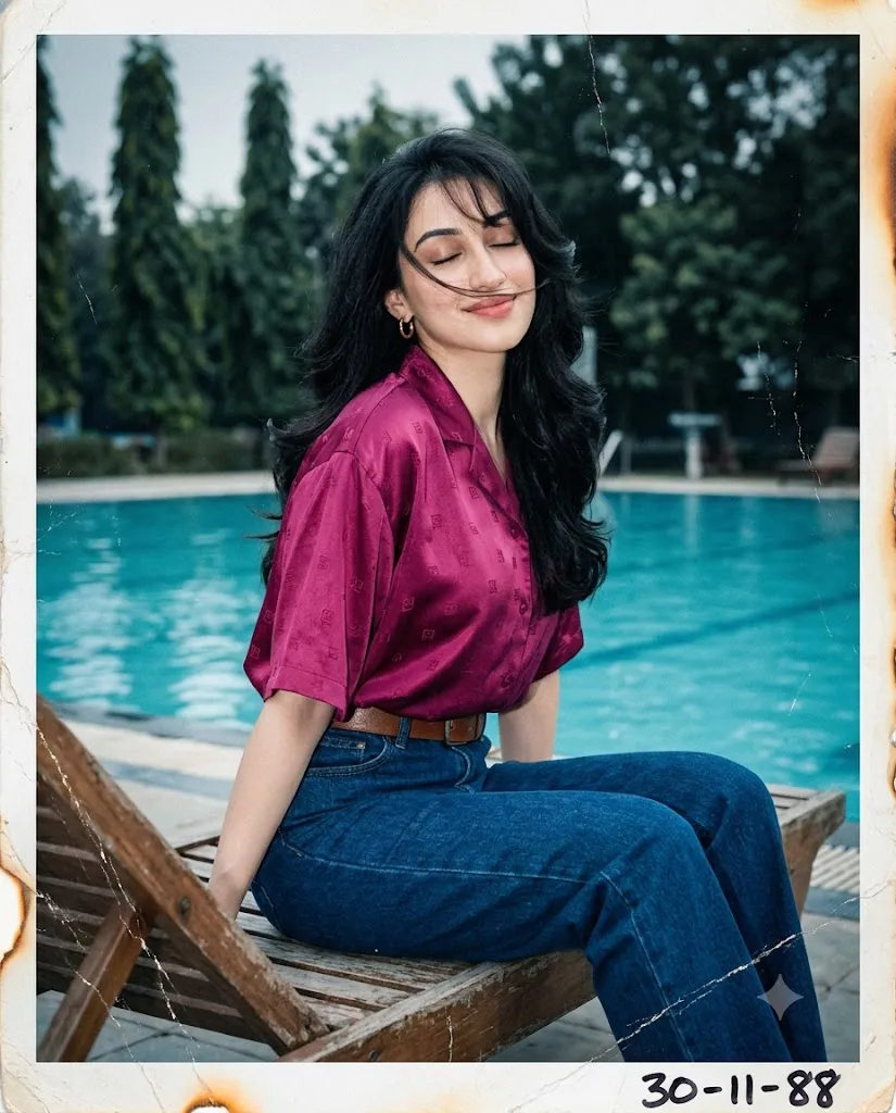 Showa-Era Poolside Nostalgia Portrait Prompt
