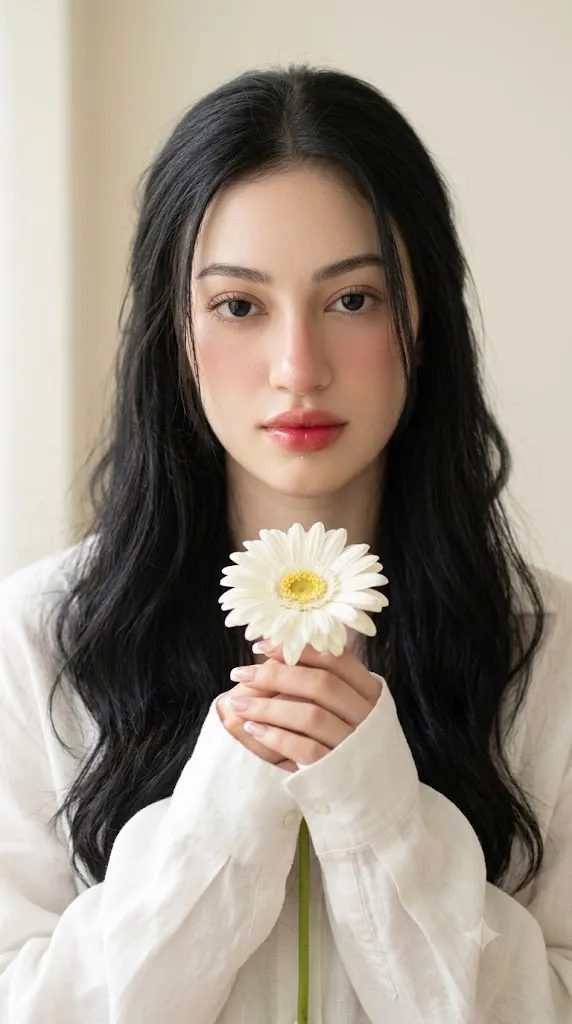 Soft Gerbera Beauty Editorial Portrait Prompt