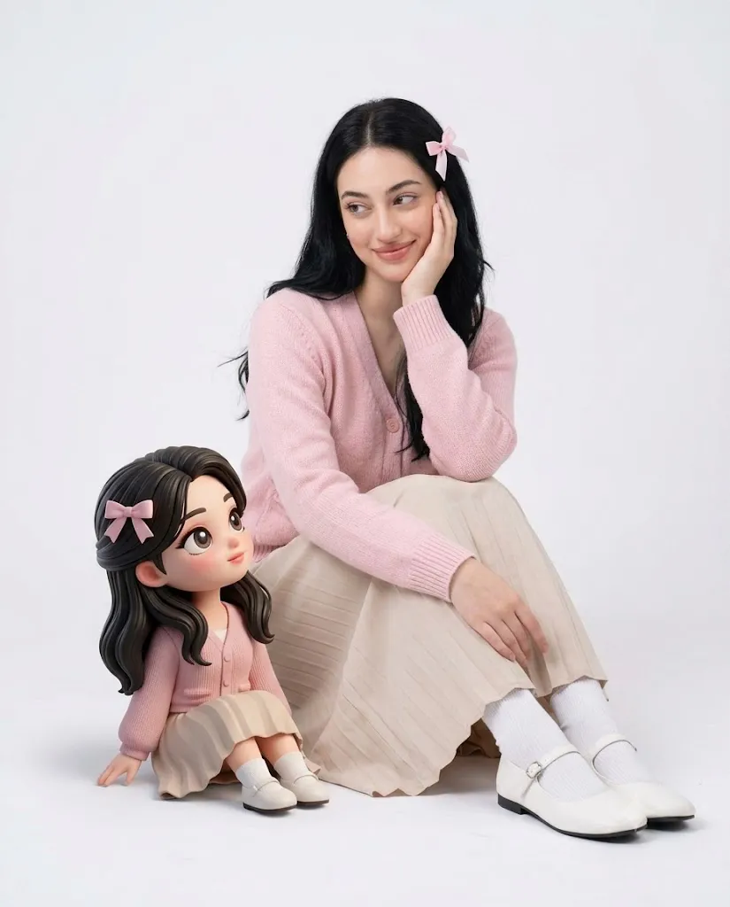 Studio Portrait with Chibi Companion Prompt