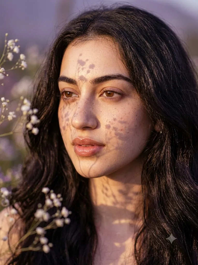 Sunlit Wildflower Shadow Portrait Prompt