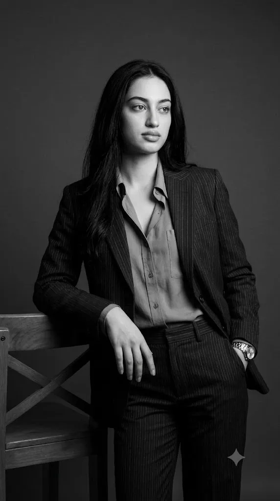 Timeless Black & White Tailoring Editorial Portrait Prompt