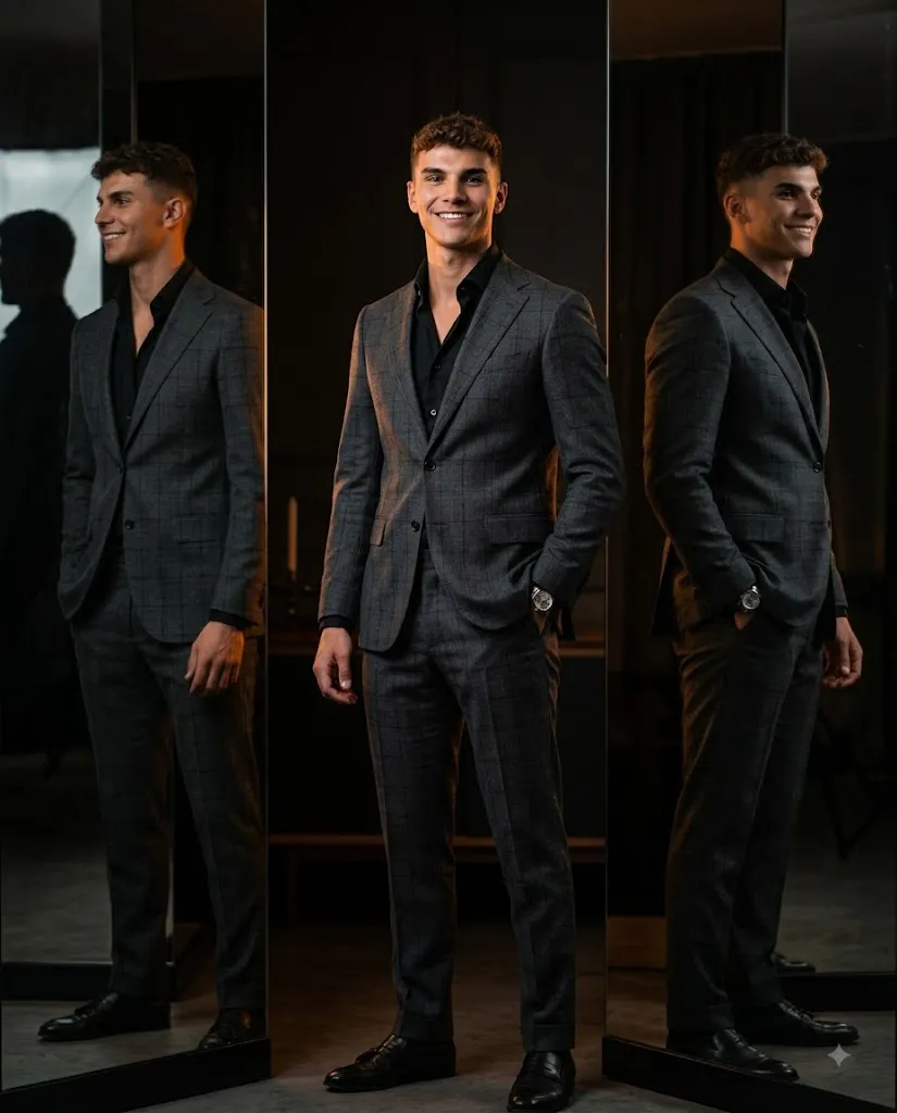 Triple Reflection Luxury Suit Prompt