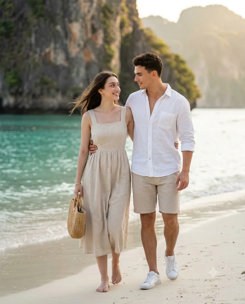 Tropical Vacation Couple Prompt