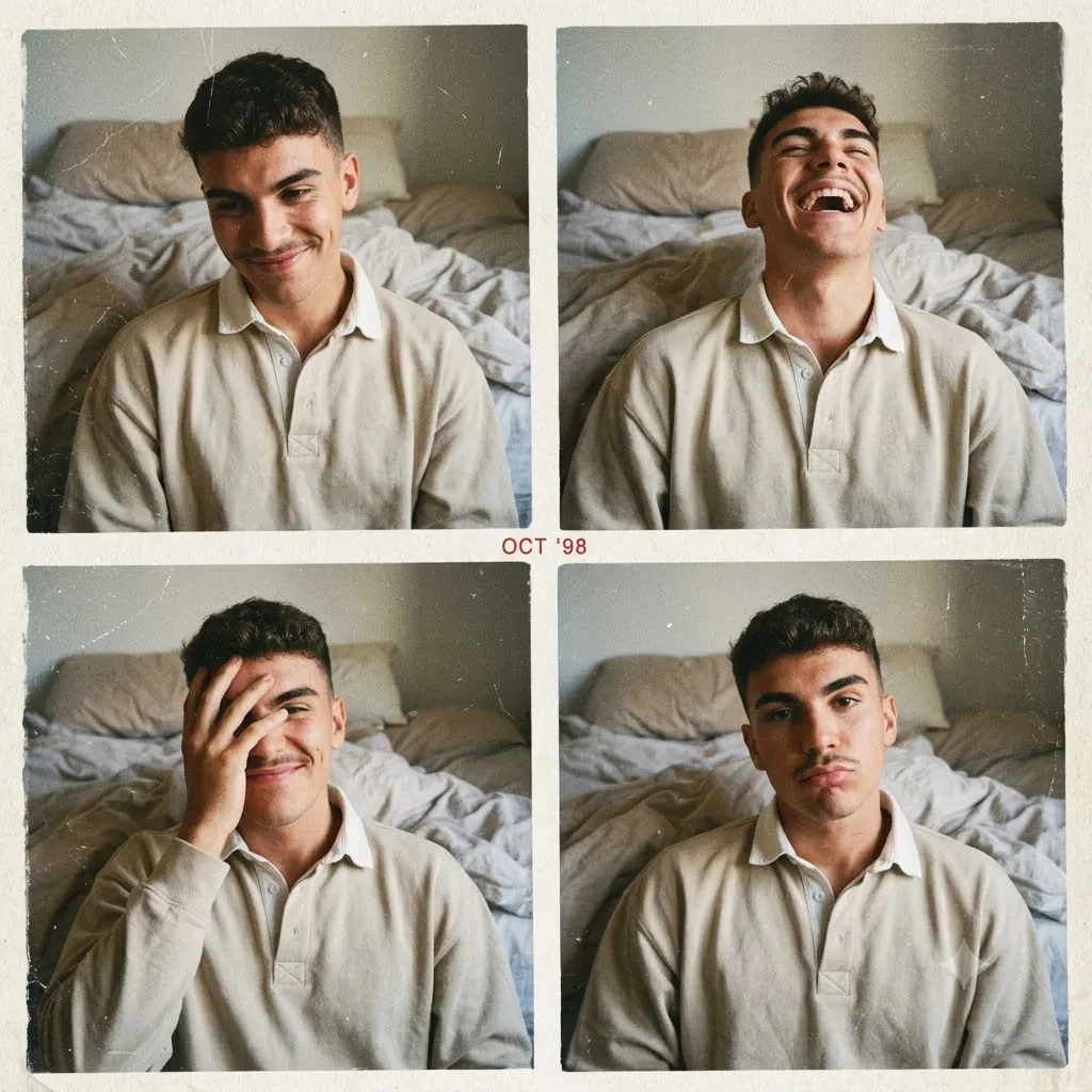Ultra-Realistic Vintage 4-Square Film Collage Portrait
