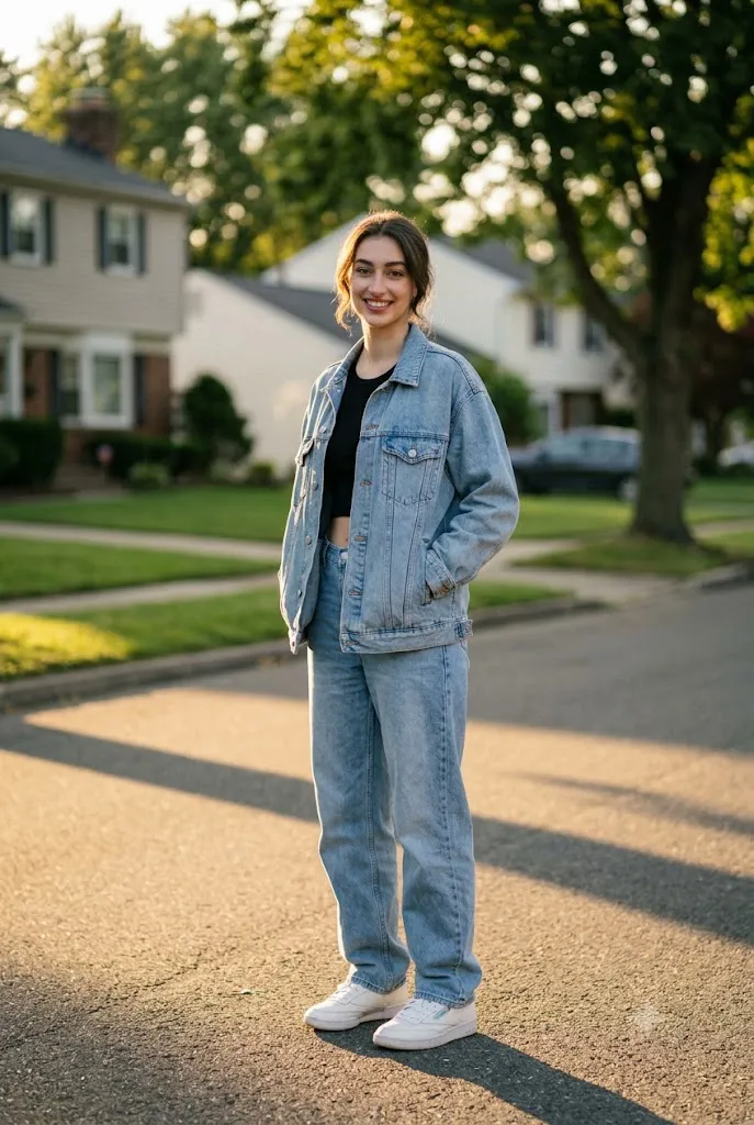 Vintage 90s Suburban Street Fashion Portrait Prompt