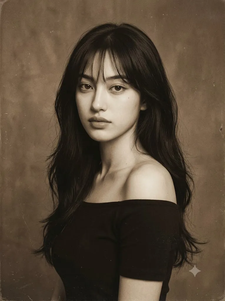 Vintage Sepia Korean Indie Album Cover Portrait Prompt
