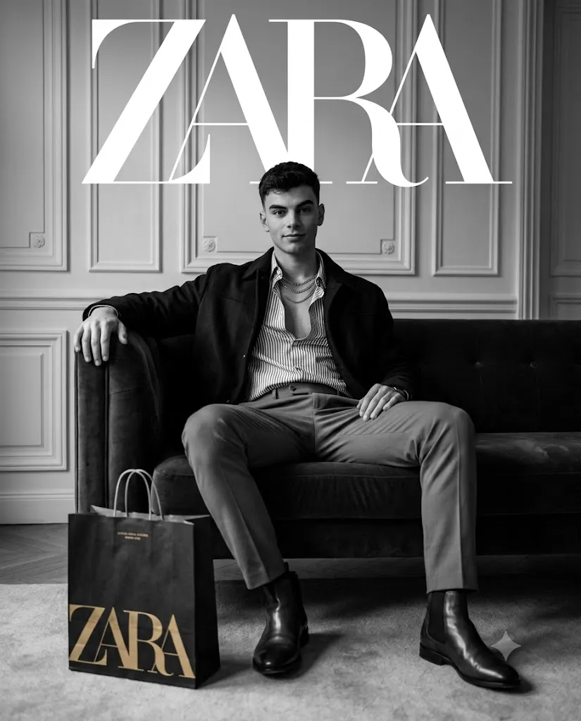 ZARA-Inspired Luxury Black & White Editorial Portrait Prompt